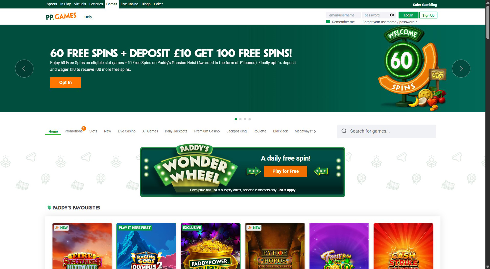 3. Paddy Power Games - Strong Sofort Casino Value